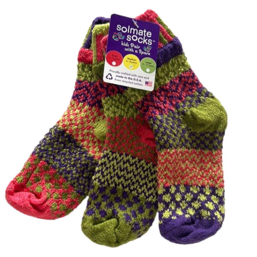 Soulmate Socks Kids Pair with a spare NWT 3 in 1 Med ( 6-8 years old) USA made